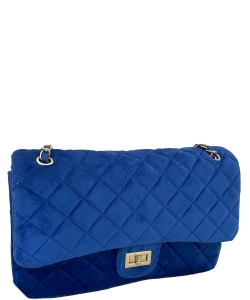 Quilted Suede Crossbody Bag 6703 BLUE